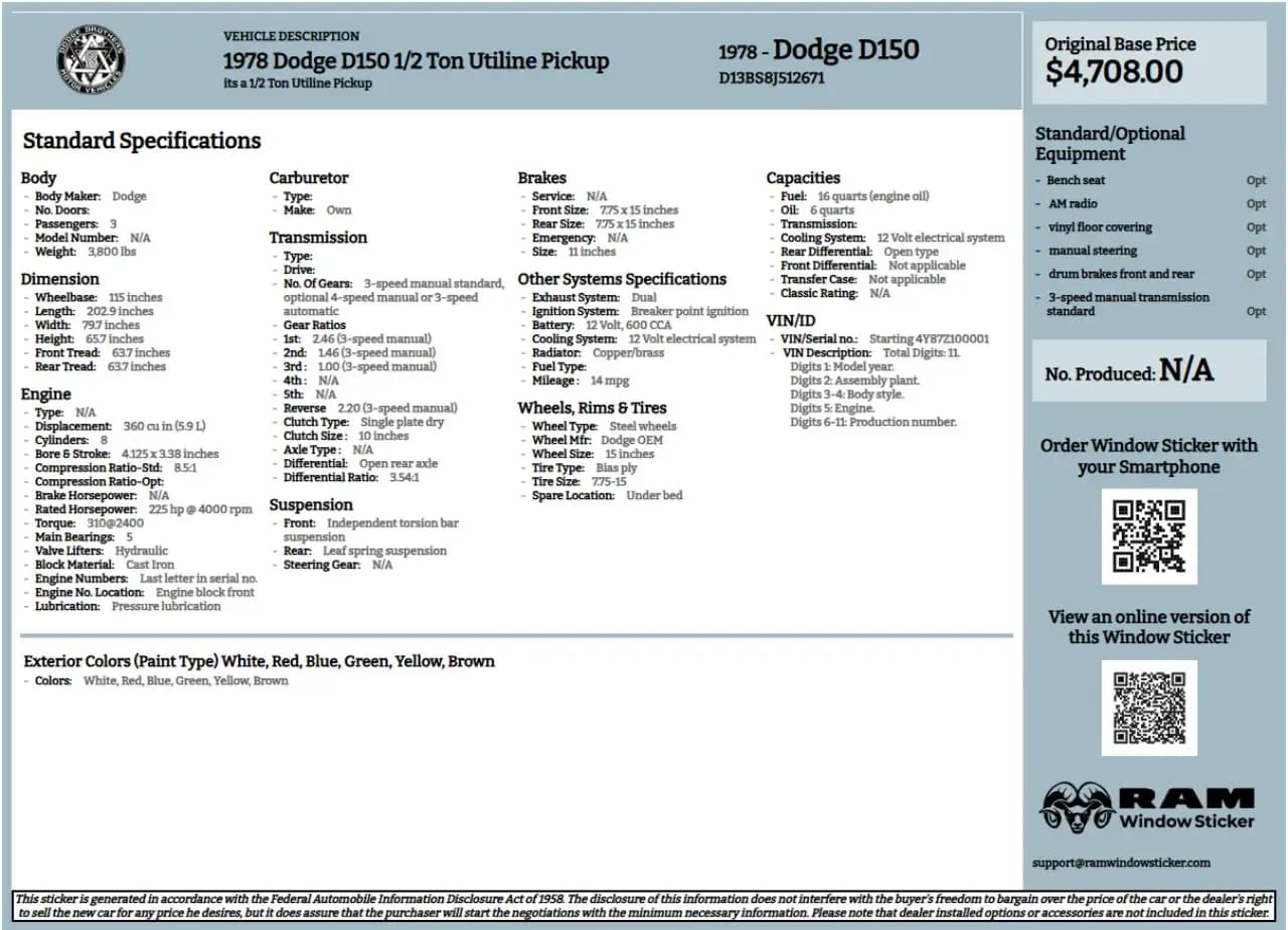 1978-dodge-d150-build-sheet